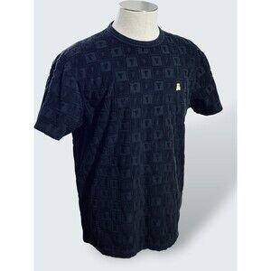 Teddy Fresh Black Terry Cloth Jacquard Checker Pattern T-shirt Men’s Medium